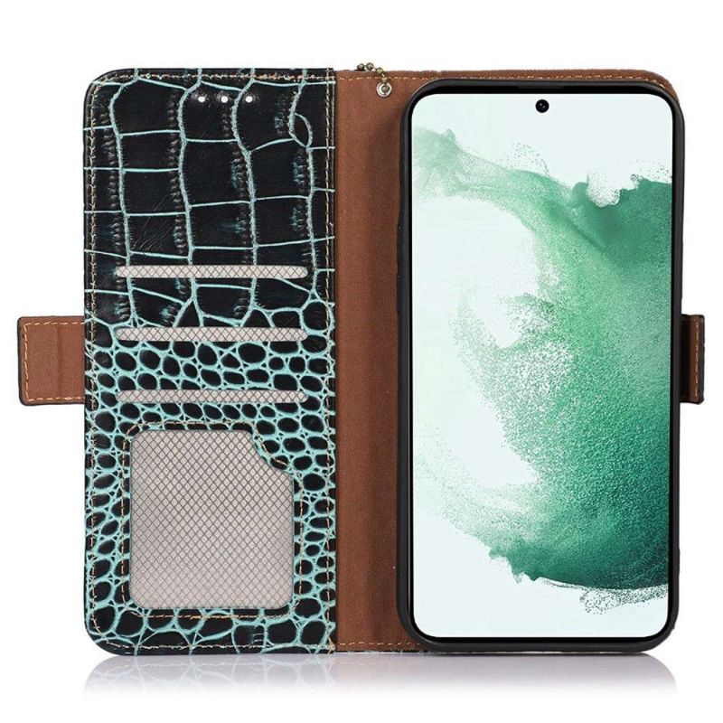 Flip Cover Samsung Galaxy M13 Ægte Læder I Croco Look