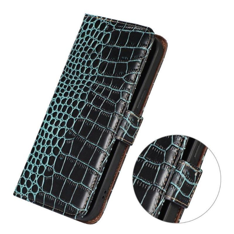 Flip Cover Samsung Galaxy M13 Ægte Læder I Croco Look