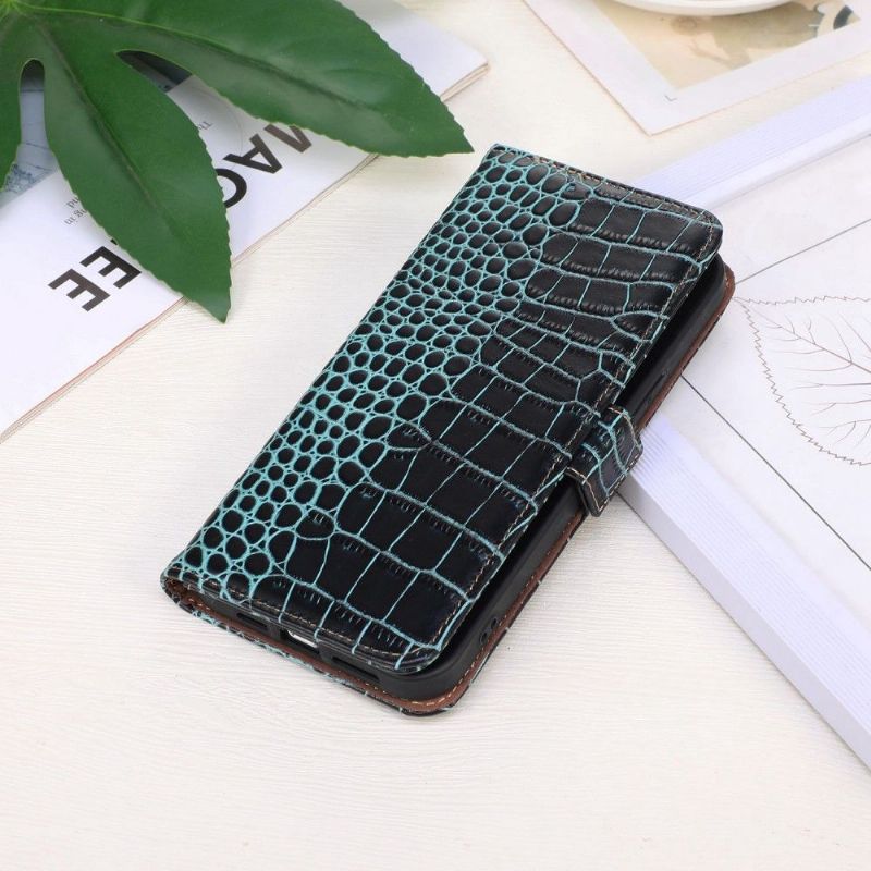 Flip Cover Samsung Galaxy M13 Ægte Læder I Croco Look