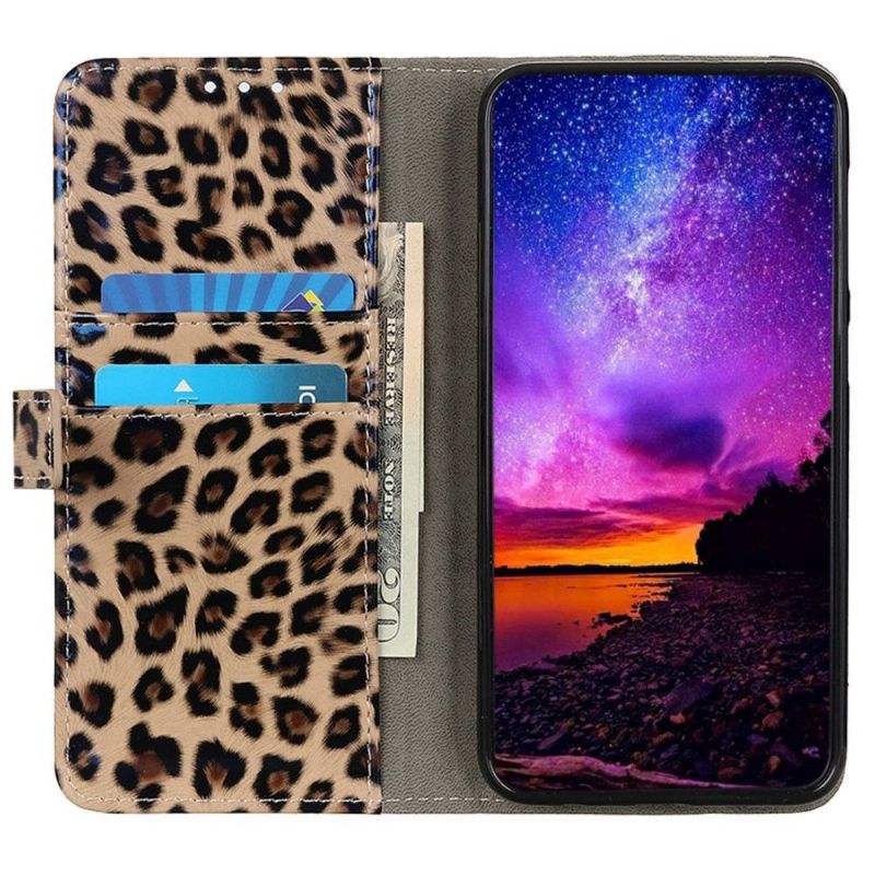 Læder Cover Samsung Galaxy M13 Original Leopard I Imiteret Læder