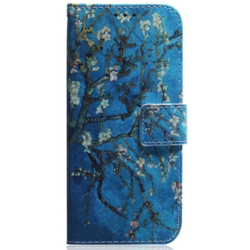 Læder Cover Samsung Galaxy A54 5G Blomstrende Grene