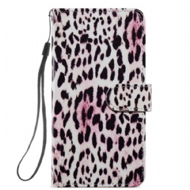 Læder Cover Samsung Galaxy A54 5G Med Snor Strappy Leopard Style