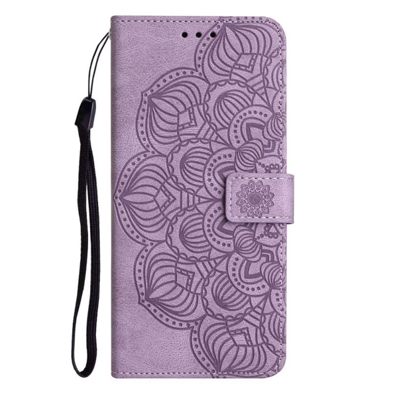 Læder Cover Samsung Galaxy A54 5G Med Snor Strappy Mandala Print