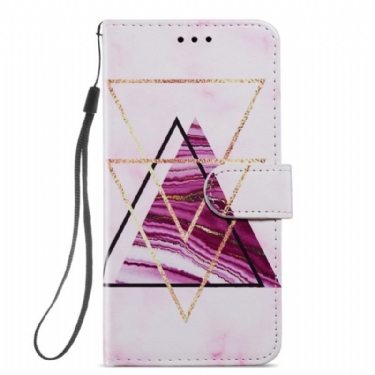 Læder Cover Samsung Galaxy A54 5G Med Snor Strappy Style Marmor