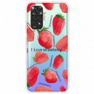 Cover Xiaomi Redmi Note 11 / 11S Strawberries / Jeg Elsker Jordbær