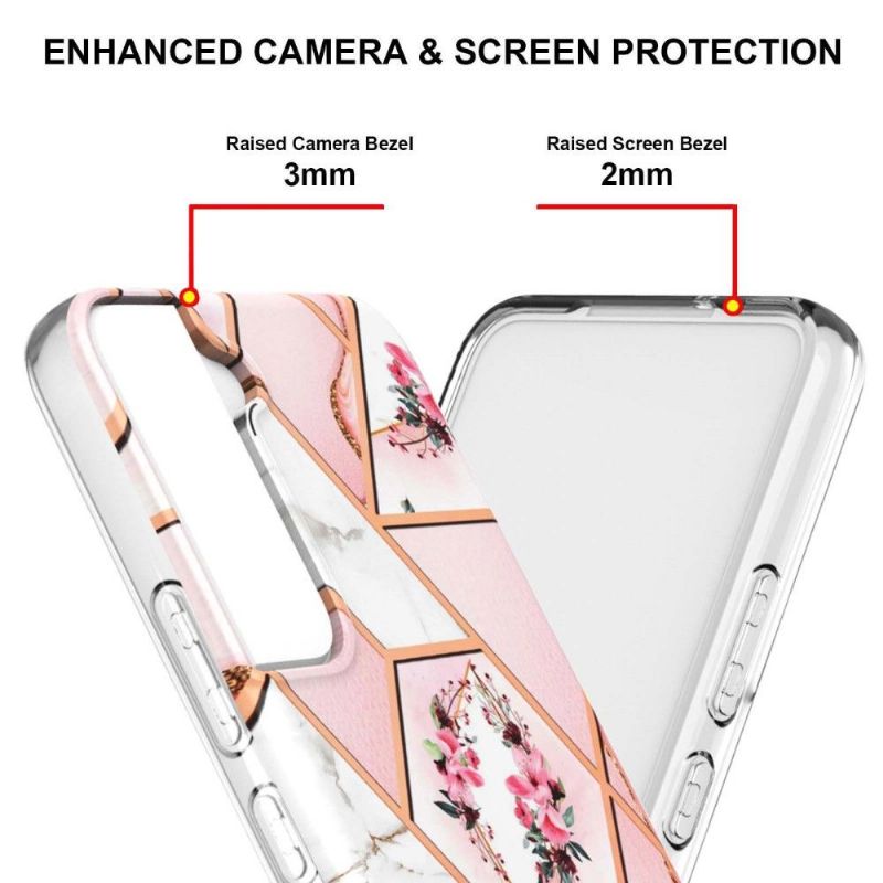 Cover Samsung Galaxy S22 Plus 5G Marmor Og Blomsterkrone