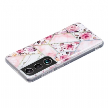 Cover Samsung Galaxy S22 Plus 5G Silikone Marmor Og Blomster