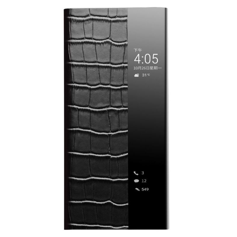 Flip Cover Huawei P50 Pro Læder Cover Croco-effekt Lædervindue