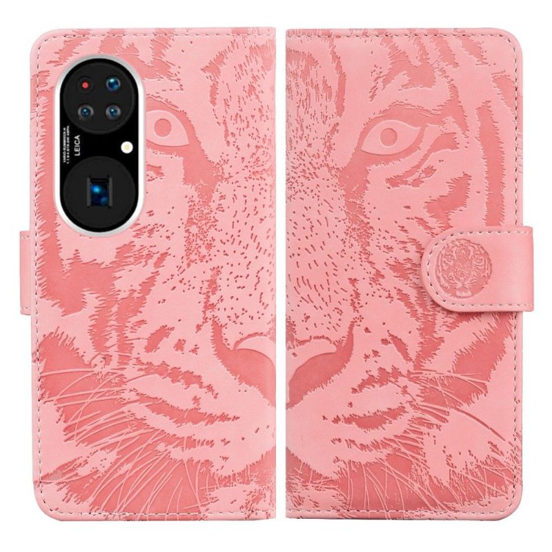 Flip Cover Huawei P50 Pro Præget Tiger