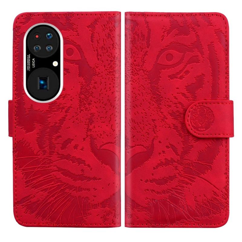 Flip Cover Huawei P50 Pro Præget Tiger