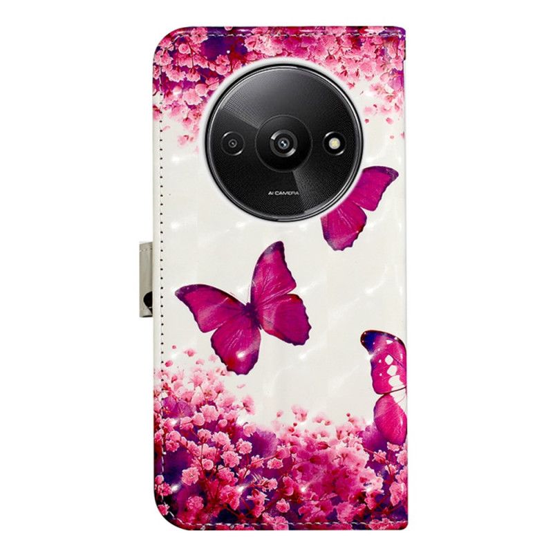 Flip Cover Poco C61 Pink Sommerfugle