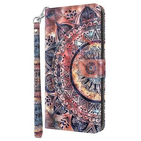 Læder Cover Poco C61 Telefon Etui Farverig Mandala Med Rem