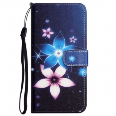 Flip Cover Xiaomi Redmi Note 12 4G Med Snor Lunar Strap Blomster