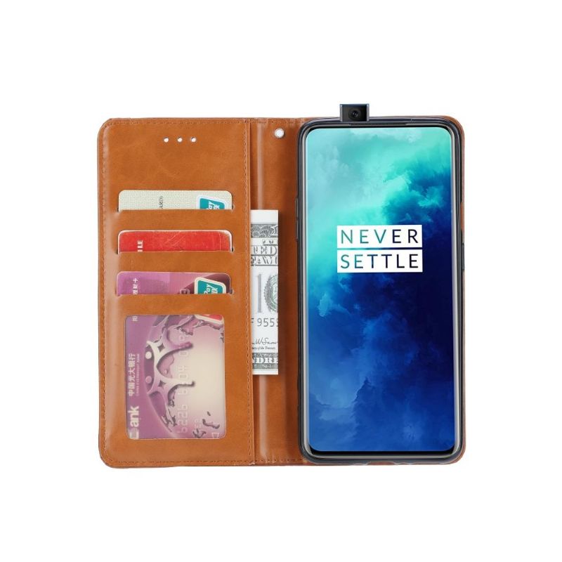 Læder Cover OnePlus 7T Pro Læder Effekt Stand Case