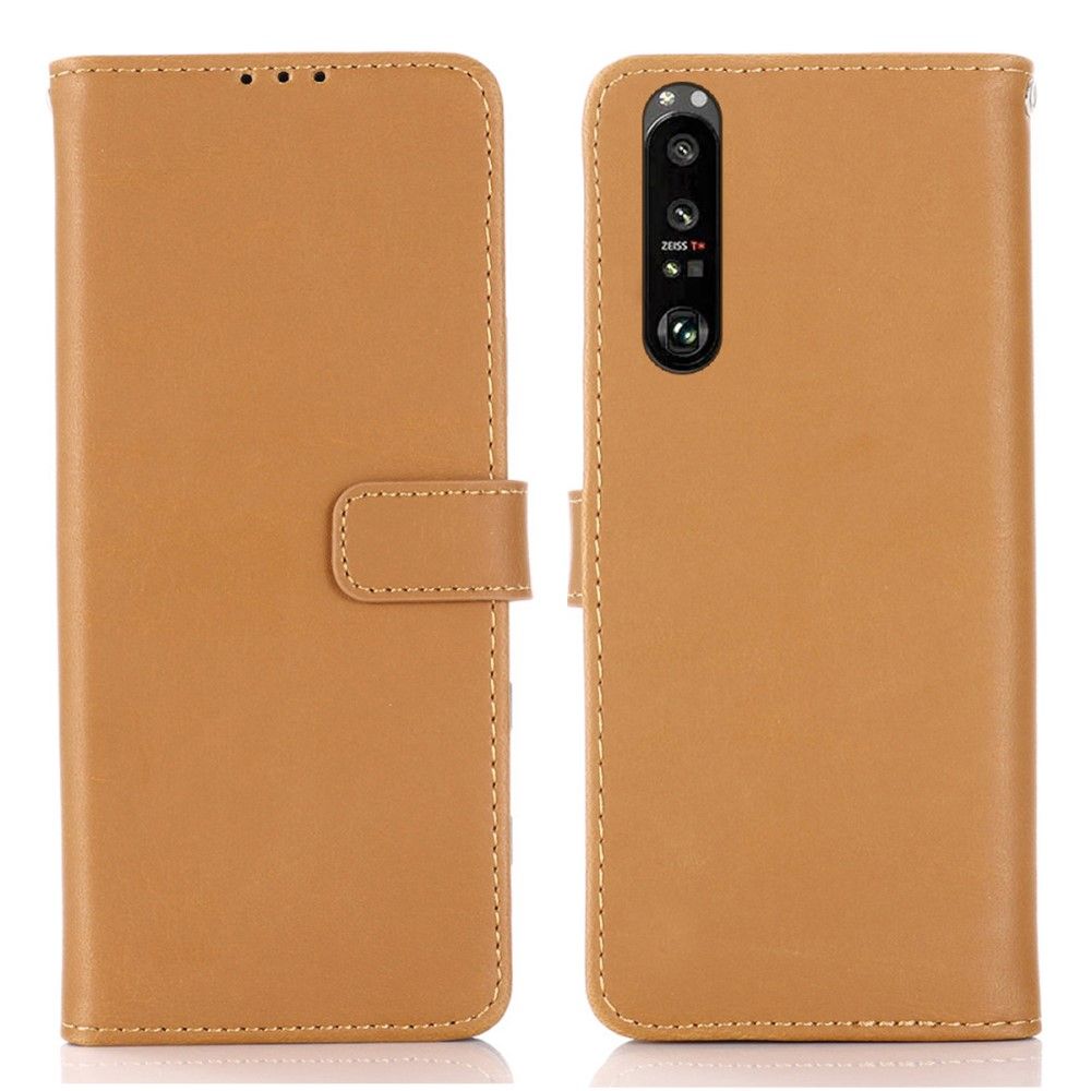 Etui Sony Xperia 1 III Hemming Flip Cover Retro Imiteret Læder Folio