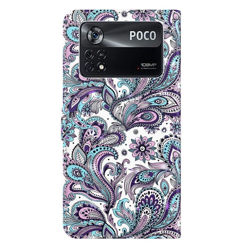 Flip Cover Poco X4 Pro 5G Hemming Paisley Blomst