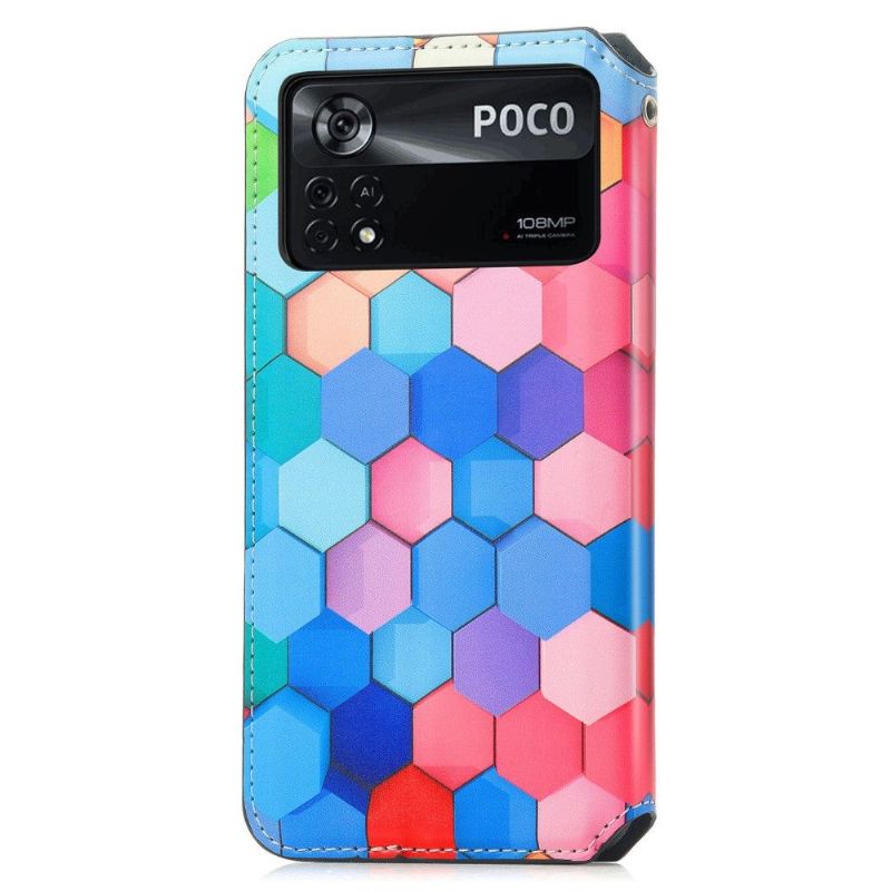 Flip Cover Poco X4 Pro 5G Læder Cover Farverig Honeycomb Flip Flip