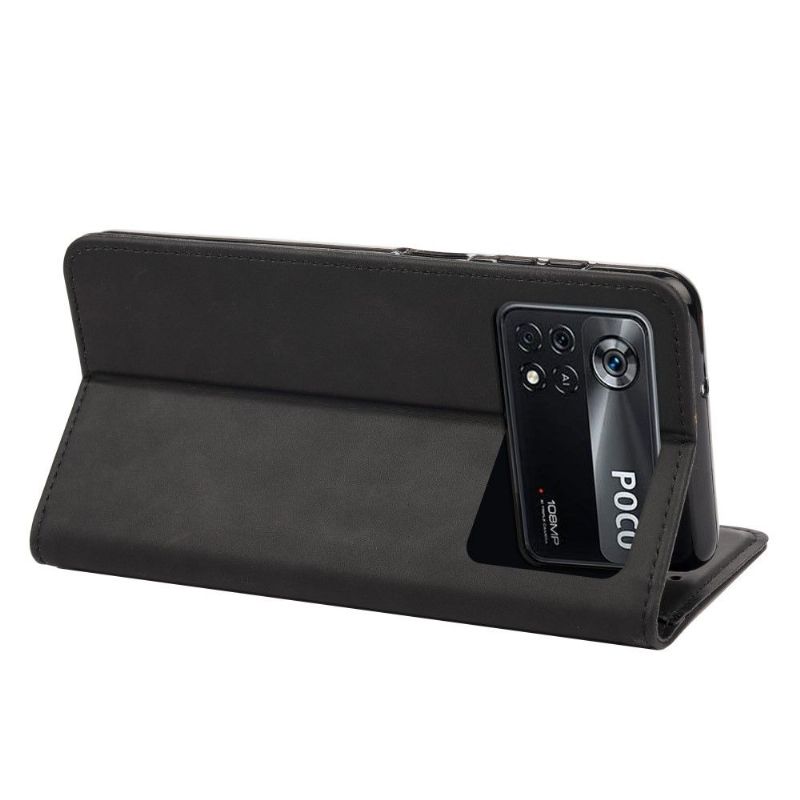 Flip Cover Poco X4 Pro 5G Punge Etui Læder Cover Lædereffekt Tegnebog Folio