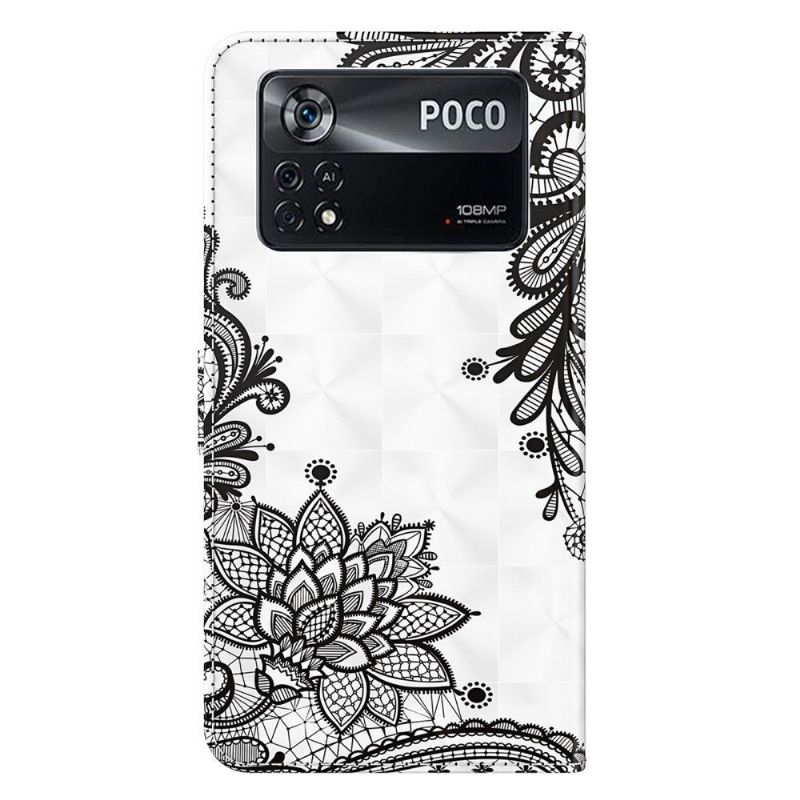 Læder Cover Poco X4 Pro 5G Original Blondeblomster