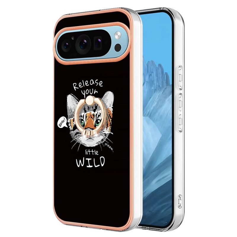 Cover Google Pixel 9 Telefon Etui Cat / Tiger Support Ring