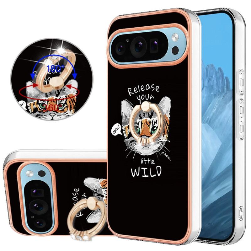 Cover Google Pixel 9 Telefon Etui Cat / Tiger Support Ring