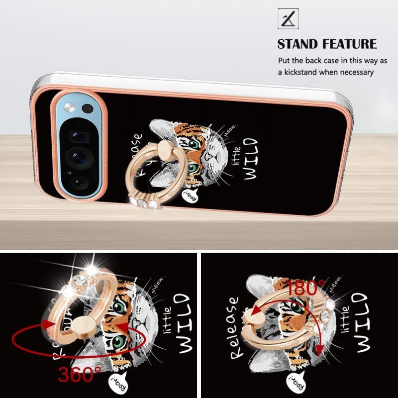 Cover Google Pixel 9 Telefon Etui Cat / Tiger Support Ring