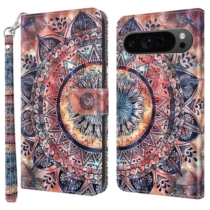 Flip Cover Google Pixel 9 Farverig Mandala Med Rem