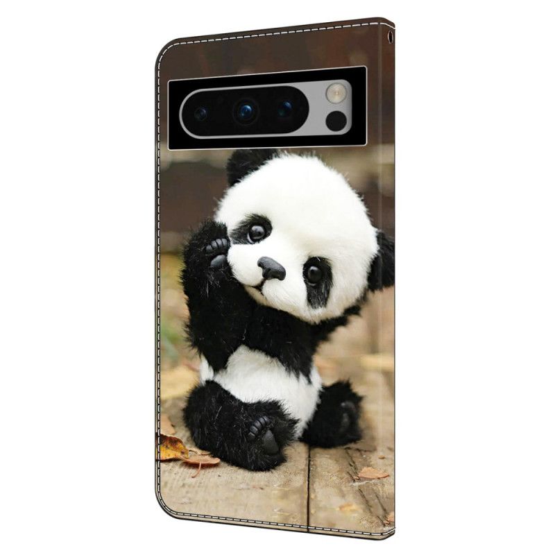 Læder Cover Google Pixel 9 Telefon Etui Panda Mønster