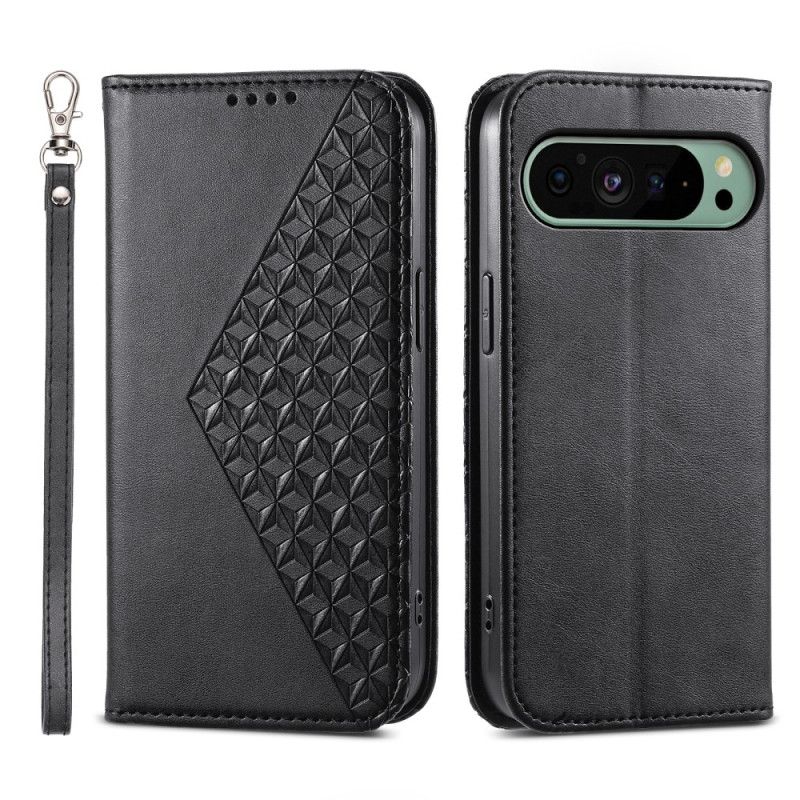 Læder Cover Google Pixel 9 Telefon Etui Strappy Diamond Design