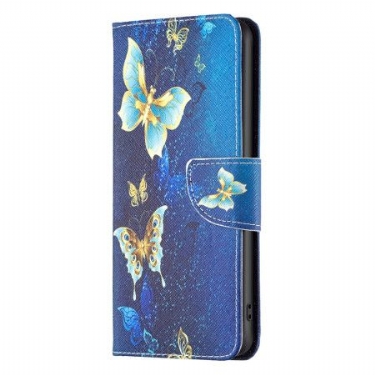 Læder Cover Sony Xperia 10 Vi Telefon Etui Gyldne Sommerfugle