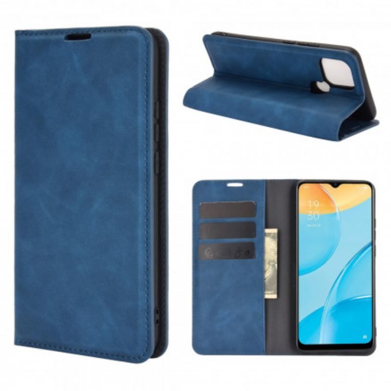 Cover Oppo A15 Flip Cover Silkeblødt Lædereffekt