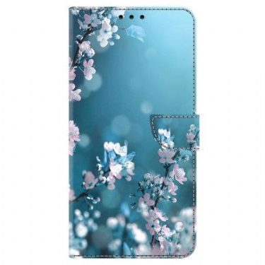 Læder Cover Samsung Galaxy A15 Hvide Blomster