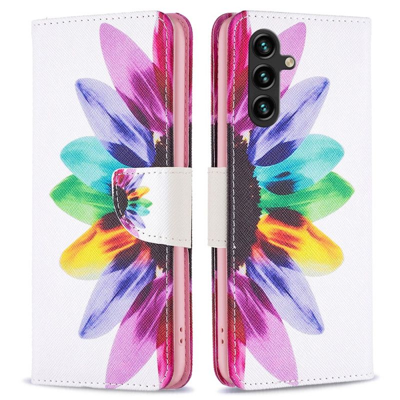 Læder Cover Samsung Galaxy A15 Telefon Etui Akvarelblomst