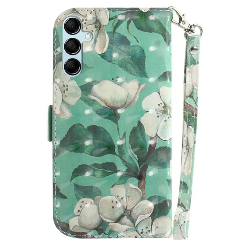 Læder Cover Samsung Galaxy A15 Telefon Etui Akvarelblomster