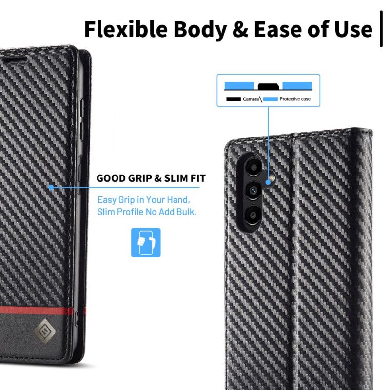 Læder Cover Samsung Galaxy A15 Telefon Etui Kulfiber Lc.imeeke