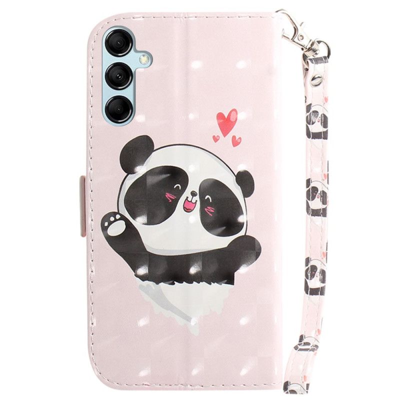 Læder Cover Samsung Galaxy A15 Telefon Etui Panda Love Med Rem