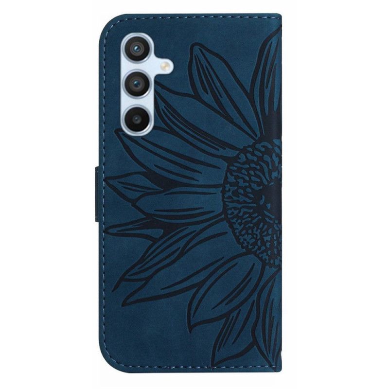 Læder Cover Samsung Galaxy A15 Telefon Etui Solsikke Med Rem