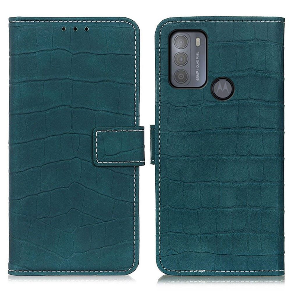 Læder Cover Motorola Moto G50 Imiteret Læder Croc Look