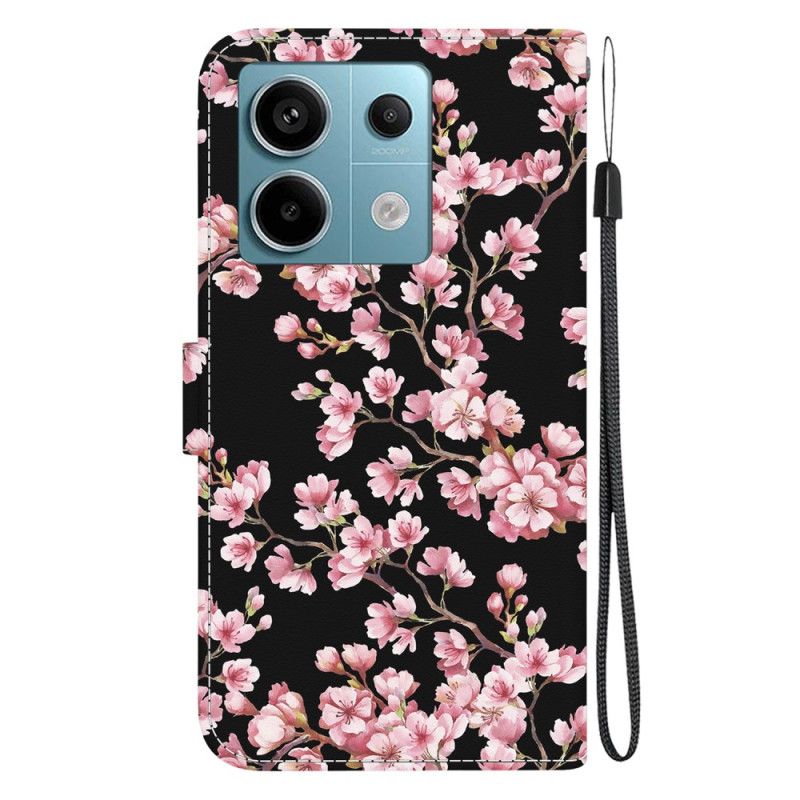 Flip Cover Poco X6 5g Blommeblomst Med Rem