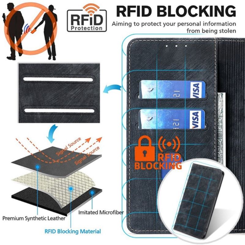 Flip Cover Til Poco X6 5g Ruskindsstil Med Rfid-blokering