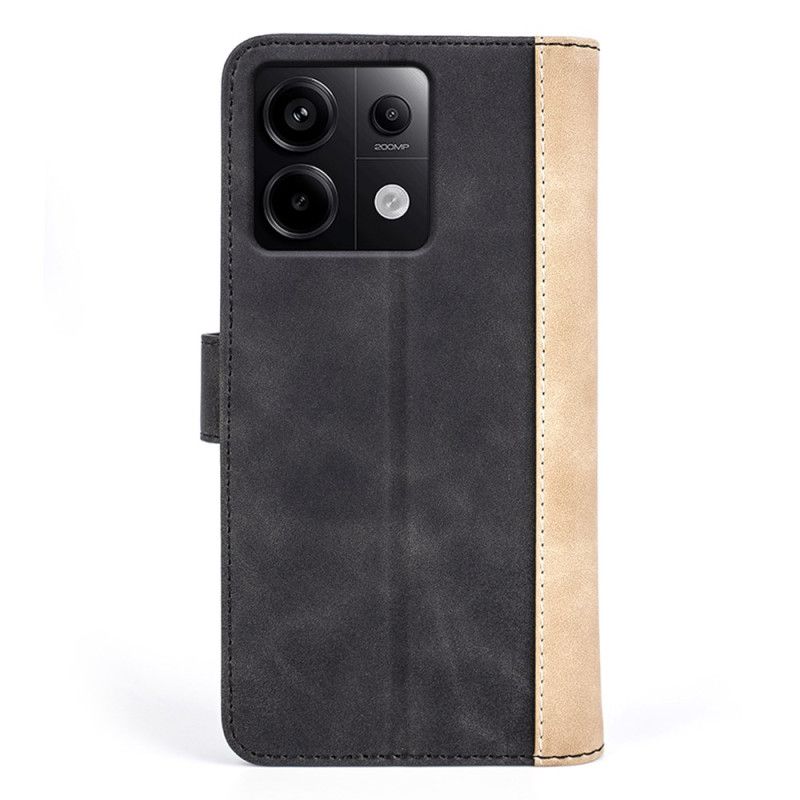 Læder Cover Poco X6 5g Telefon Etui Tofarvet Design