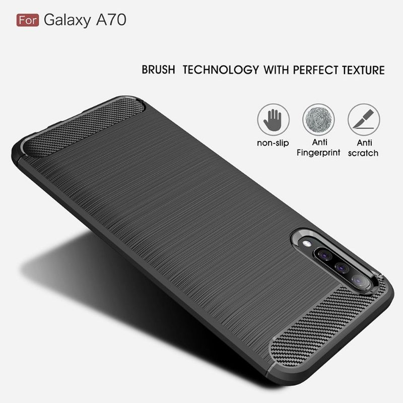 Cover Samsung Galaxy A70 Carbon Børstet Gel