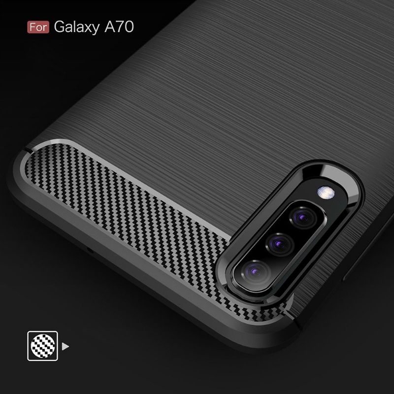 Cover Samsung Galaxy A70 Carbon Børstet Gel