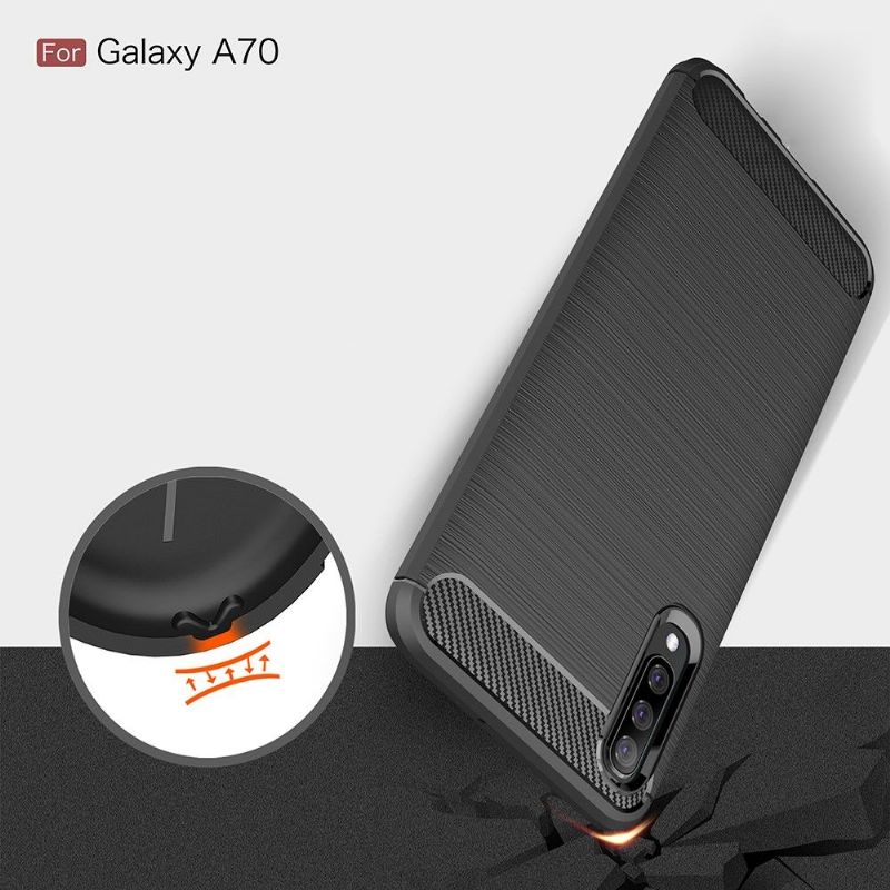 Cover Samsung Galaxy A70 Carbon Børstet Gel