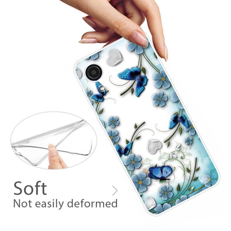 Cover Samsung Galaxy A03 Core Blå Sommerfugle Og Blomster
