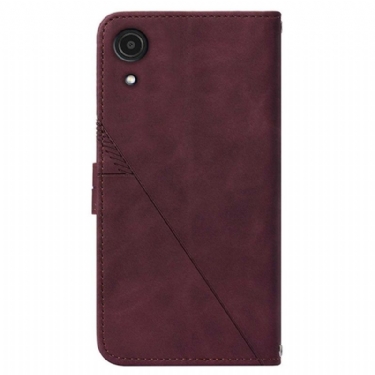 Flip Cover Samsung Galaxy A03 Core Hemming Geometrisk Design Lædereffekt