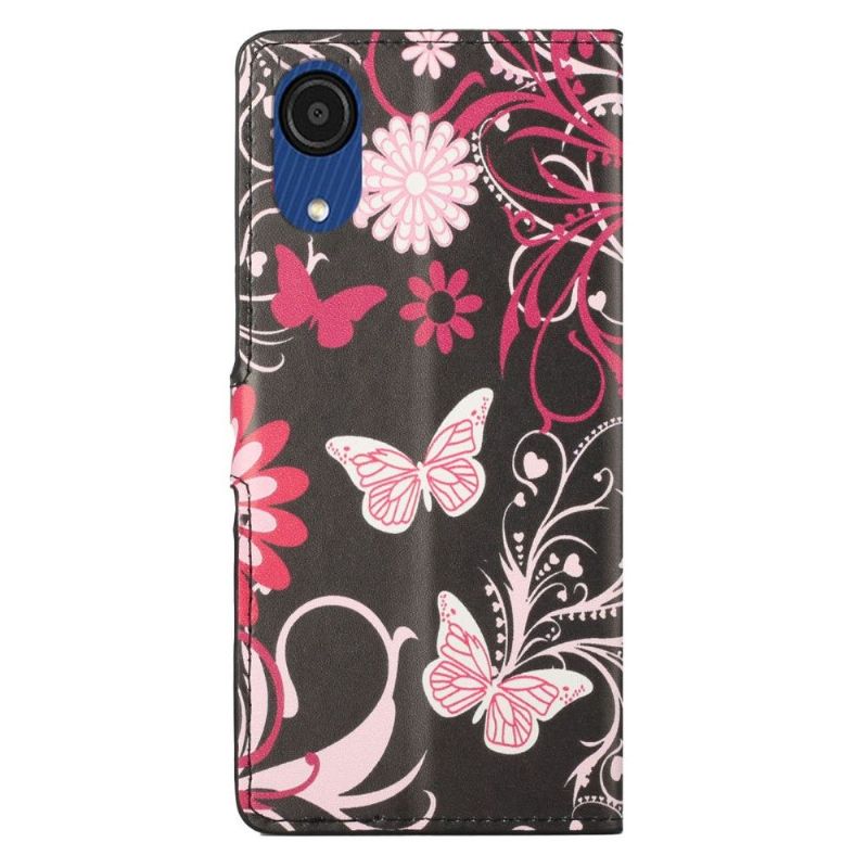 Flip Cover Samsung Galaxy A03 Core Sommerfugle Og Blomster