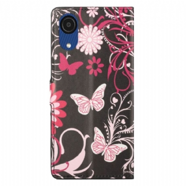 Flip Cover Samsung Galaxy A03 Core Sommerfugle Og Blomster