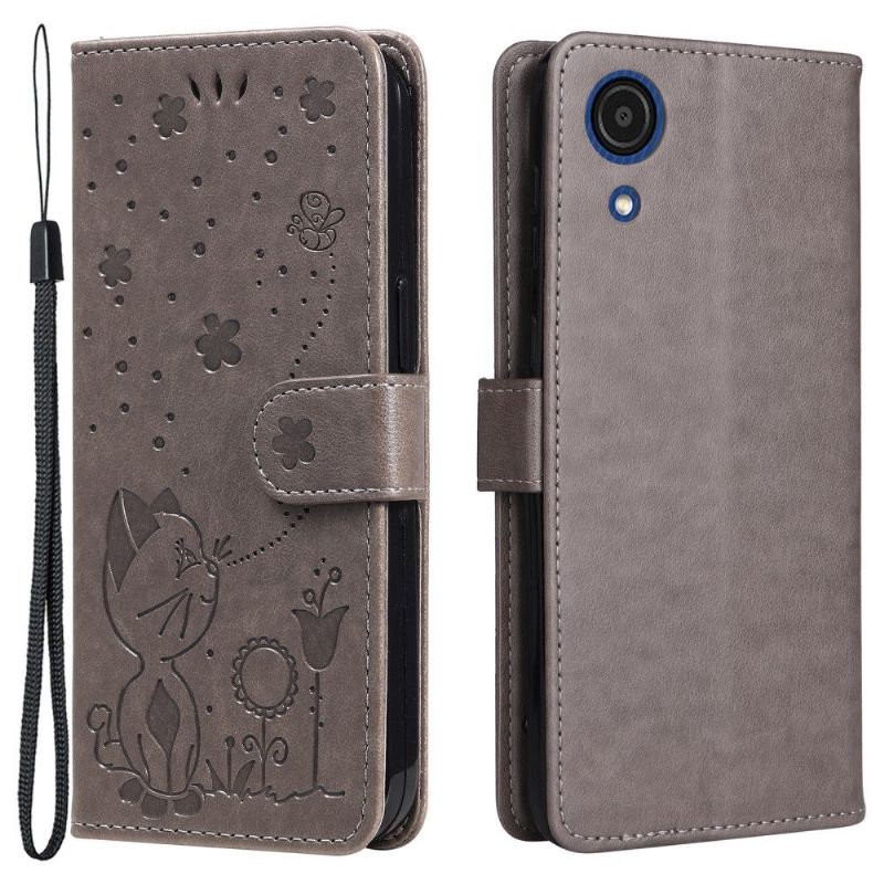 Læder Cover Samsung Galaxy A03 Core Original Illustration Kat