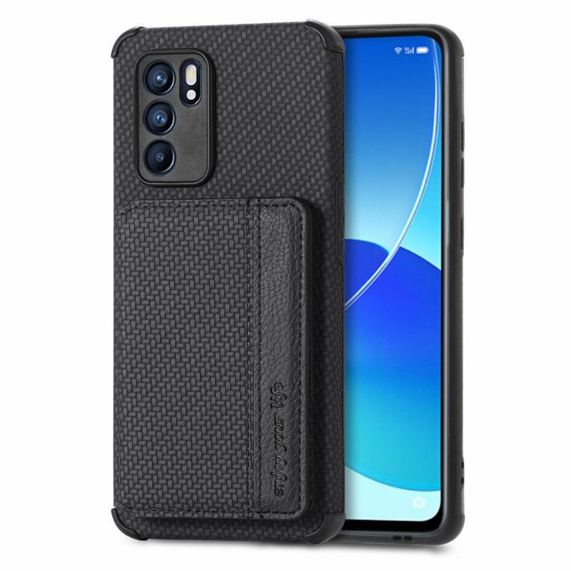 Cover Oppo Reno 6 5G Carbon Fiber Card Holder